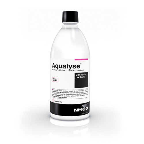 NHCO Aqualyse détox bouteille noire et blanche boisson fraise 